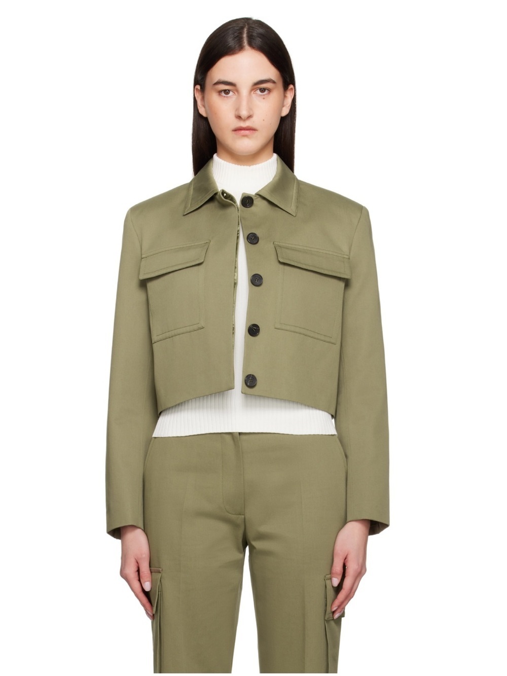 Anine Bing Dayton Cropped Utility Jacket in Olive